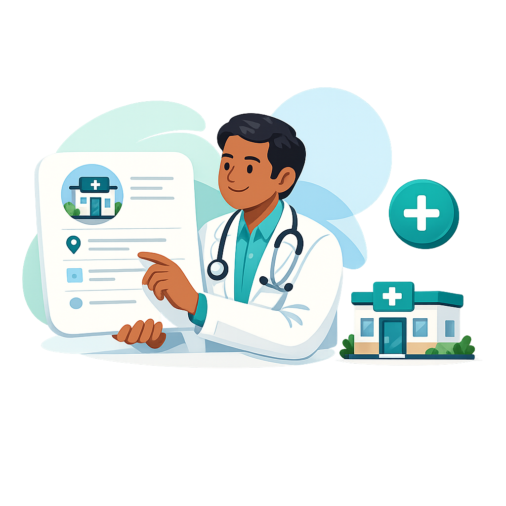 A doctor setting up a clinic profile in Doctray